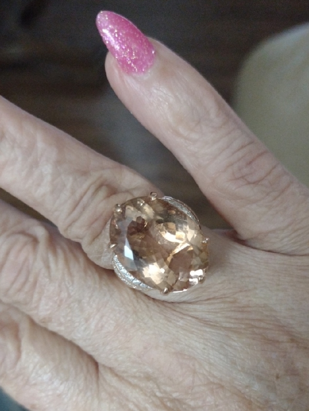 Morganite Diamond Ring 15carat Stone